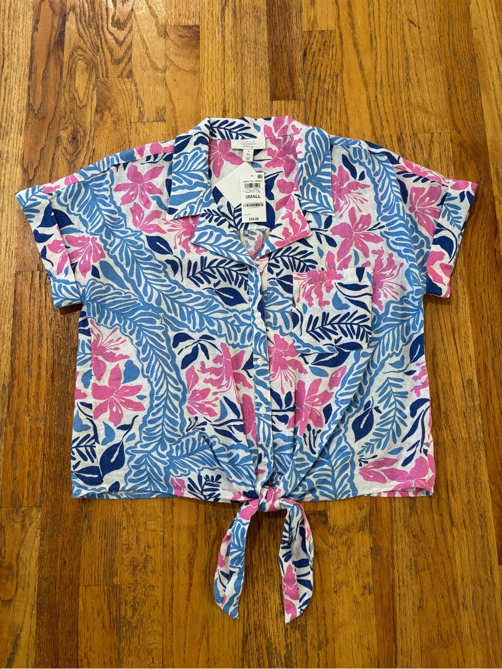Linen Charter Club Tie-front shirt